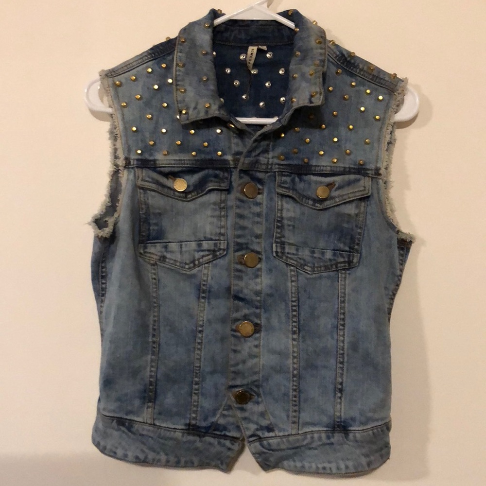 Romeo &Juliet Couture Denim / Gold Rivet Vest